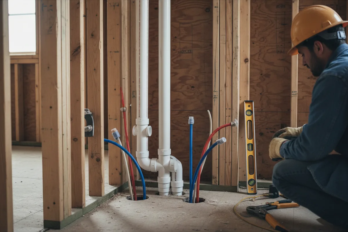 Drain and supply rough-in during Sump Pump Repair in Daytona Beach