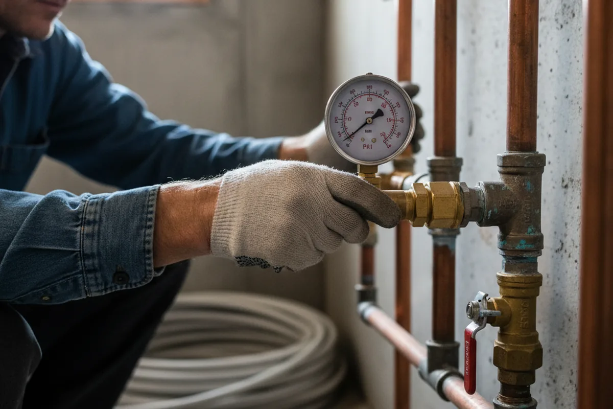 Pressure testing a repaired line during Water Line Repair in Daytona Beach